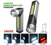 Potente linterna LED COB de 40 W, lámpara de trabajo con imán, resistente al agua, recargable por USB, para camping y pesca, cabezal de lámpara ajustable. 1PCS