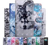 Funda de cuero con tapa pintada con flores y gatos en 3d para Samsung A01 A11 A21 A21s A31 A41 A51 A71 M31s M30s M21 A20 A30 A50 S For A81