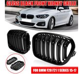 Parrilla de carreras 2015-2017 para BMW F20 F21 120i LCI Serie 1 2015 2016 2017 Parrilla delantera tipo riñón negra brillante de 2 listones