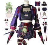 Anime Kuki Shinobu disfraces Cosplay mujer ropa de Halloween L-(Full set+wig)
