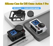 Funda de silicona para DJI Action 5 Pro Accesorio Carcasa blanda + Tapa de lente Funda protectora de silicona de goma para DJI Osmo Action 5 Pro