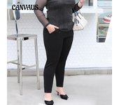 Pantalón de mujer Pantalones casuales de talla grande Pantalones de lápiz de pies pequeños 2XL negro