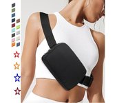 Bolso bandolera con cremallera, riñonera de moda, riñonera pequeña con correas ajustables, adecuada para correr y viajar al aire libre negro