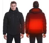 Nueva chaqueta acolchada de algodón con calefacción inteligente de 15 zonas, calefacción termostática por USB, abrigo de invierno grueso y cálido a prueba de viento para hombre M negro