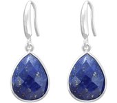 Les Trésors De Lily [R1662] - Boucles d'oreilles argent artisanales 'Mineralia' lapis lazuli argenté - 18x14 mm