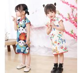 Vestido cheongsam de princesa para niñas, primavera/verano, moda infantil 90