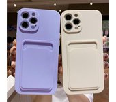Funda de teléfono de silicona líquida con ranura para tarjetas, funda protectora a prueba de golpes para Iphone 12pro 11 Pro Max X Xs Xr 7 8 Plus For iPhone XS