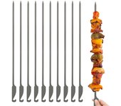 10 piezas de brochetas planas de titanio para barbacoa, para exteriores, patio, picnic, barbacoa, parrilla, brochetas, palitos de barbacoa 25cm