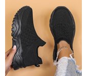 Zapatillas deportivas sin cordones de punto transpirables de talla grande para mujer 35 rojo rosa