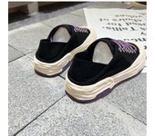 Zapatos individuales de mujer Zapatos planos de lona de color caramelo de suela gruesa 40 negro