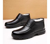 Zapatos fríos de invierno para hombre, botas Chelsea, zapatos de cuero genuino, botines para hombre, zapatos cálidos de algodón, calzado de invierno para hombre 39 negro