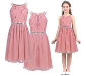 Vestido de tul de princesa brillante con encaje floral y lentejuelas sin mangas para niñas para fiesta de cumpleaños, baile de verano 9-10 Years blanco/negro