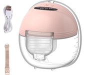 Extractor de leche portátil para amamantar, extractor de leche eléctrico portátil, manos libres, 3 modos, 12 succión color rosa