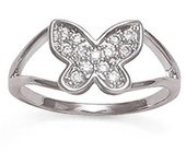 Bague Argent 'Papillon' blanc argenté (rhodié) - 10x9 mm 50 blanco