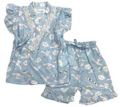 Sanrio Cinnamoroll Jinbei Ropa con volantes en la parte superior e inferior Algodón de verano japonés 151314410 Saxofón 130 [Takihyo] Mangas para niños, niñas,