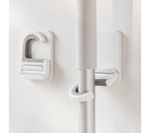 Soporte de pared para escoba y trapeador, autoadhesivo, organizador para escoba, cepillo y trapeador, para cocina, baño, almacenamiento, gancho multiusos. blanco