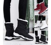 Botas de nieve térmicas de invierno para mujer, con cordones, forro de felpa, zapatos de plataforma antideslizantes 37 blanco