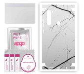 apgo Protective Skin Sticker for the back+sides compatible with Xiaomi Redmi Note 8, Full Wrap Film, Foil, Vinyl - Pattern White Marble