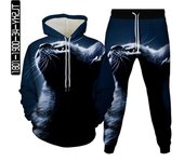 Conjuntos de ropa deportiva con estampado 3D de gato y relámpago de galaxia para hombre y mujer, chándal con capucha y pantalones, traje de ropa de talla grande S-6, 2 uds. XL