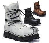 Botas de cuero genuino para hombre, botas góticas punk con calaveras, botas de moto, botas de combate para el desierto, botas de seguridad, botas tácticas para invierno 38