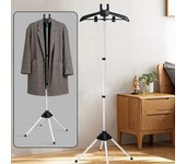 Percha para planchar ropa con vapor, altura ajustable, plegable, de pie, de mano, soporte para planchar ropa con vapor negro