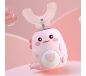 Cepillo de dientes eléctrico sónico en forma de U para niños, cepillo de dientes de silicona para niños, cepillo de dientes inteligente de 360 grados, blanqueador de dientes resistente al agua verde