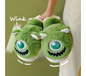 Bonitas y divertidas zapatillas de dibujos animados para hombre, mocasines de invierno para interior, suaves y esponjosas, cálidas, de felpa, de algodón, para el hogar 36-37 verde