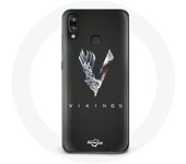 Coque pour Huawei P20 Lite Vikings Série Saison 6 logo V Epée Gris Fond Noir