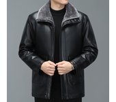 Chaqueta de cuero genuino para hombre, nueva chaqueta de estilo con solapa integrada y terciopelo, chaqueta informal engrosada para uso en invierno M