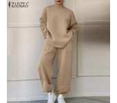 Conjuntos deportivos casuales de dos piezas ZANZEA para mujer, con tops y pantalones tipo pulóver 2XL gris