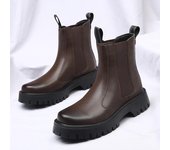 Botas Chelsea premium para hombre, botas altas británicas ahumadas, botas Martin negras cálidas de forro polar de otoño, botas para hombre 38 marrón