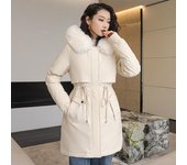 Abrigo para Mujer Chaqueta De Algodón Mujer Invierno Engrosada Chaqueta Larga Cálida Abrigo De Felpa Informal Chaqueta De Abrigo con Cuello De Piel Grande Suelta Cálida para Mujer L bronceado