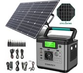 Central eléctrica generadora de energía de 500W(Pico 1000W) Cargador de banco de energía con generador solar SWAREY S500 Pro de 518 Wh y panel solar de 100 W