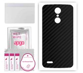 apgo Protective Skin Sticker for the back compatible with LG K8 (2017), Wrap Film, Foil, Vinyl - Pattern Carbon Black
