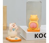 Soporte para teléfono con forma de gato, de resina, con dibujos de gatitos, para escritorio, ideal para cualquier smartphone o tableta. color rosa
