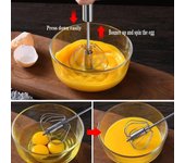 Batidor de huevos semiautomático a presión de la mano, accesorios de cocina de acero inoxidable, herramientas, utensilios de crema de giro automático, batidor Manual