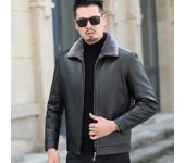 Chaqueta de cuero engrosada de invierno para hombre, informal, holgada, chaqueta de cuero para padre de cuero de oveja 4XL