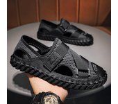 Sandalias planas Zapatos para hombres Ventilar Zapatos de playa Sandalias suaves y cómodas para hombres Interior y exterior Moda unisex Nuevo 38 negro