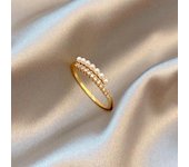 Anillo de perla con personalidad de moda para mujer, diseño de nicho, anillo de dedo índice premium, anillo simple y exquisito. oro