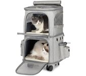 Bolsa con ruedas para mascotas de doble capa, carrito para mascotas con ruedas universales para viajes al aire libre, bolsa para gatos, cubierta plegable para carrito para mascotas