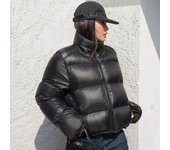 Chaqueta acolchada de algodón para mujer Abrigo grueso con cuello alto de invierno corto M beige