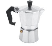 Cafetera italiana de aluminio tipo moka para café expreso, ideal para uso en el hogar y la oficina.