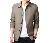 Otoño Primavera Abrigo de hombre Cuello vuelto Color sólido Manga larga Cárdigan de un solo pecho Estilo de negocios formal suave Chaqueta de longitud media para hombre M azul marino