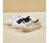 Zapatillas de plataforma gruesas para mujer, zapatillas para correr ligeras y sin cordones, zapatos casuales y cómodos para caminar, zapatillas de tenis de malla transpirables con cordones 35