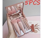 Estuche con espejo y juego de 5 brochas de maquillaje, caja portátil con espejo, brochas sueltas multifunción, brochas para rubor, herramienta de belleza 5PCS malvacéa