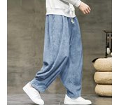 Pantalones Harem largos sueltos de pana con cintura elástica y cordón para hombres S