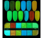 Brillo en polvo de brillo de uñas oscuro Consejos de manicura DIY Decoración de pigmento luminoso