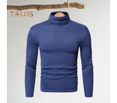 Camiseta deportiva de primavera y otoño para hombre, ajustada, de cuello alto, elástica, de manga larga, de color liso, ropa deportiva para fitness y de invierno L negro