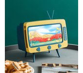 Porta pañuelos estilo televisor, diseño retro, ranura para teléfono multifunción, cubierta para caja de pañuelos azul
