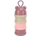 Dispensador de leche en polvo para bebés de 3 capas, desmontable, portátil, apilable y giratorio, para refrigerios de bebé. rosa claro